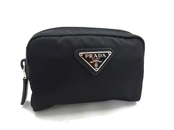 美品 PRADA プラダ ポーチ ミニポーチ 1NA339 ブラック ナイロン レディース 三角ロゴプレート【本物保証】