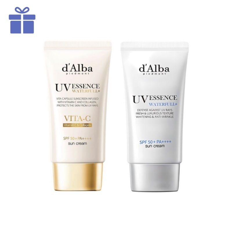 [2種セット] ダルバ サンクリーム 50ml x 2本 (エイジングケア/美白 ヴィタ + 水分 エッセンス) / UVカット 化粧下地