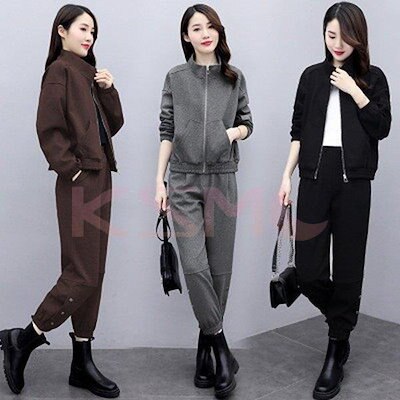 セットアップレディース秋40コーデカジュアルトップスロングパンツ長ズボンジャージ上下運動着大きいサイ