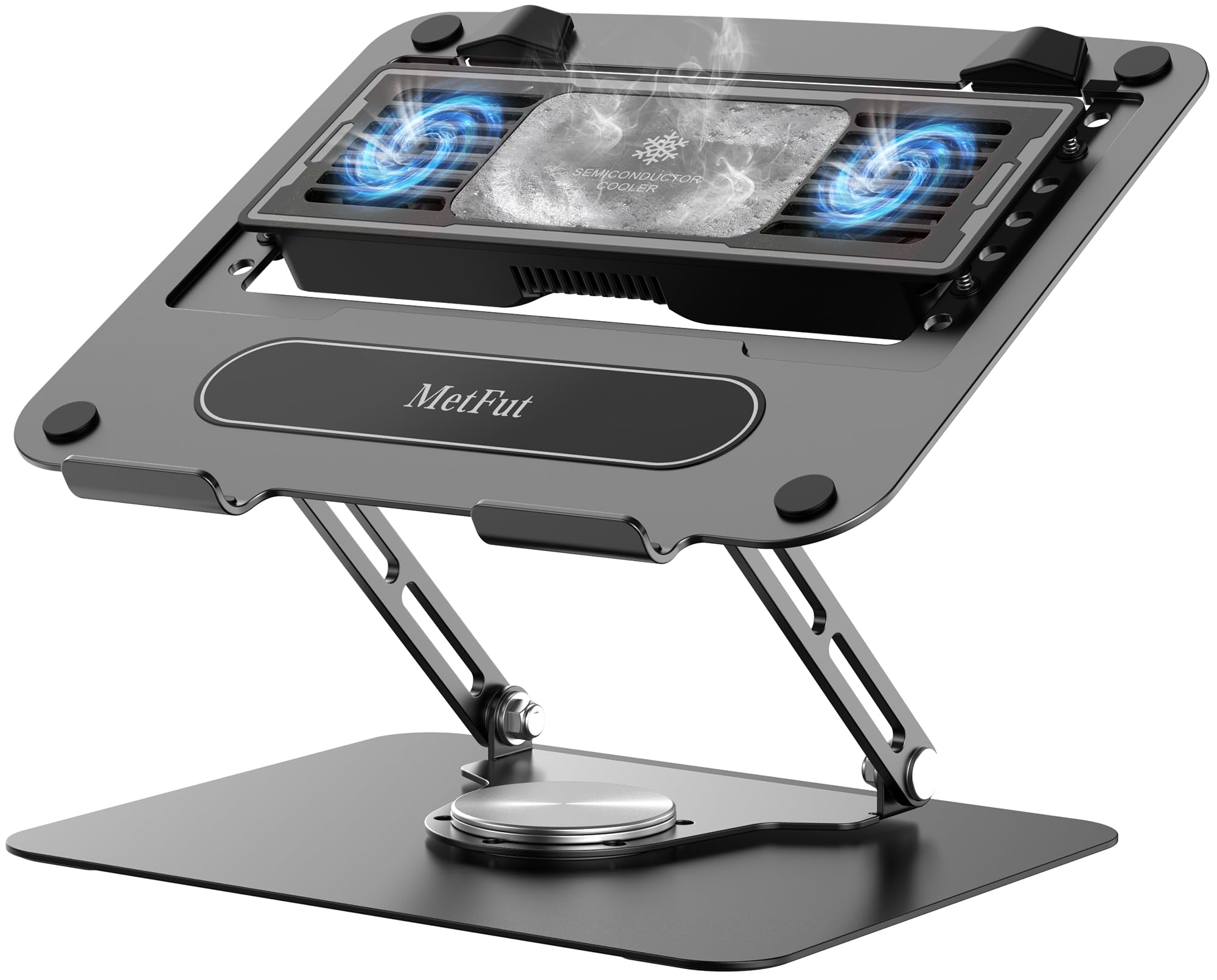 MetFut ノートパソコン冷却台 【2025新登場】 取り外し可能な熱電冷却器 ペルチェ素子冷却パッド 調節可能＆360度回転スタンド 頑丈なカーボンスチール 20Db 2段階冷却 16インチまで対 7,160円