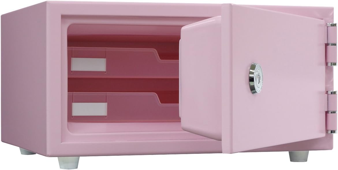 日本アイエスケイ 金庫 ペールピンク 43.7×38.2×23.5cm 【日本製】 ワンキー式 耐火 家庭用 小型 A4ファイル対応 CPS-30K PP