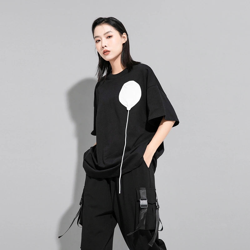 欧米の夏服新型個性的暗黒風tシャツ半袖ロンT上着