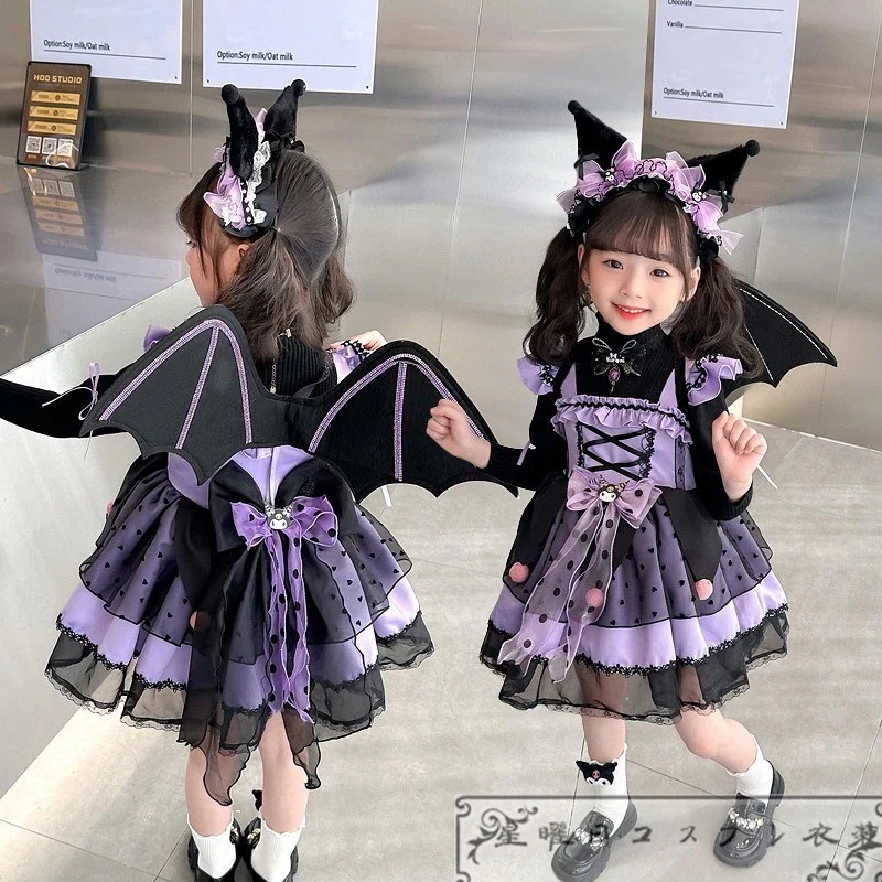 新品2024新品 可愛い クロミ ロリータ 小悪魔 子供ドレス バブル ドレス 子供公演服品質良い 店舗お勧め