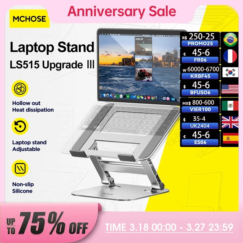 3営業日発送MC515ラップトップスタンド調整可能なアルミニウム合金ノートブックスタンド10-17インチラップトップポータブルラップトップホルダーと互換性があります
