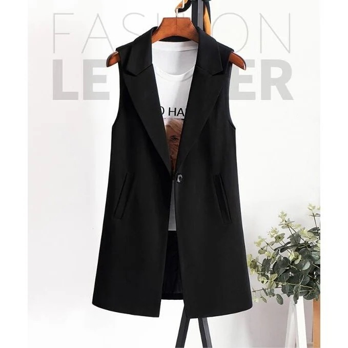 レディース テーラード スーツベスト　OL通勤キャリアチョッキ フォーマル薄手ロング丈 大きいサイズ