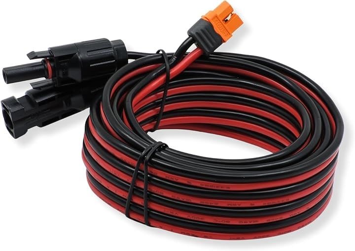 MC4 to XT60i 変換 充電 ケーブル 12AWG ソーラー 太陽光 パネル 発電機 接続 コネクタ(赤黒, 5m)