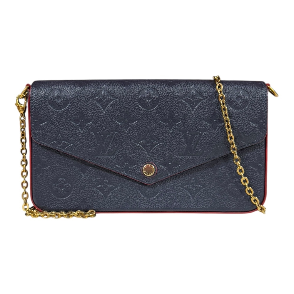 ルイヴィトン ポシェット・フェリシー モノグラムアンプラント ショルダーバッグ モノグラムアンプラント M64099 ネイビー LOUIS VUITTON 中古