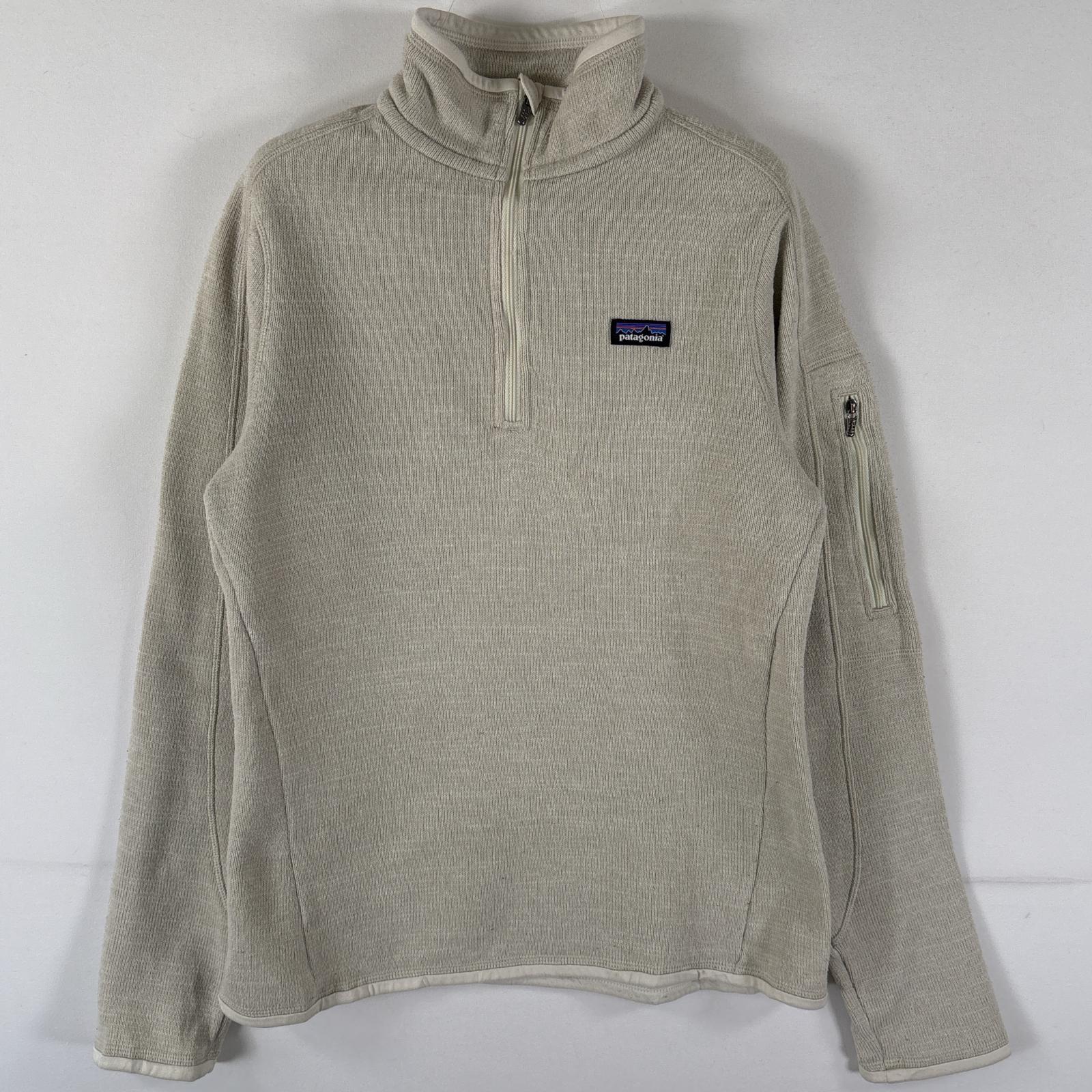 古着 セーター ハーフジップ ベターセーター ワンポイントロゴ アウトドア S ベージュ系 レディース