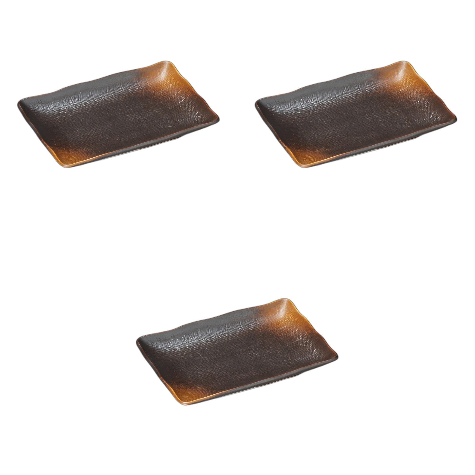 セトモノホンポ(Setomonohonpo) 3個セット やきしめ波渕7.0長角皿 [ 18.6×13.2×3cm ] 長皿陶磁器