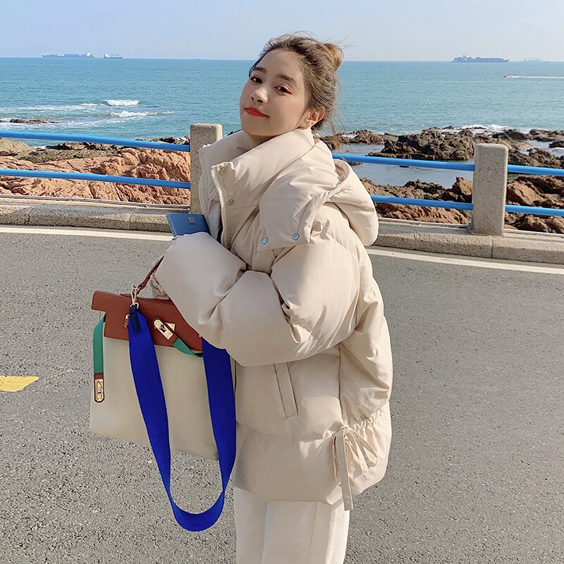 冬アウター 2024 冬 新作 ニッチデザイン ドローストリング 汎用性が高い ダウンジャケット 厚手 カジュアル レディース コート ムートンファッション