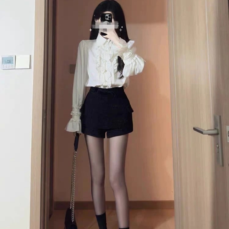 ハイエンドのカスタマイズ-フランスの高級感とエレガントな気質を備えた女性のための春のティースタイルの服シャツとスカートツーピーススーツの完全なセット