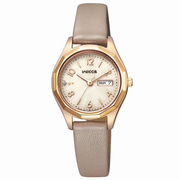 取寄品 正規品 CITIZEN シチズン ウィッカ KH3-525-90 wicca ラウンドフェイス 日付曜日カレンダー レディース腕時計