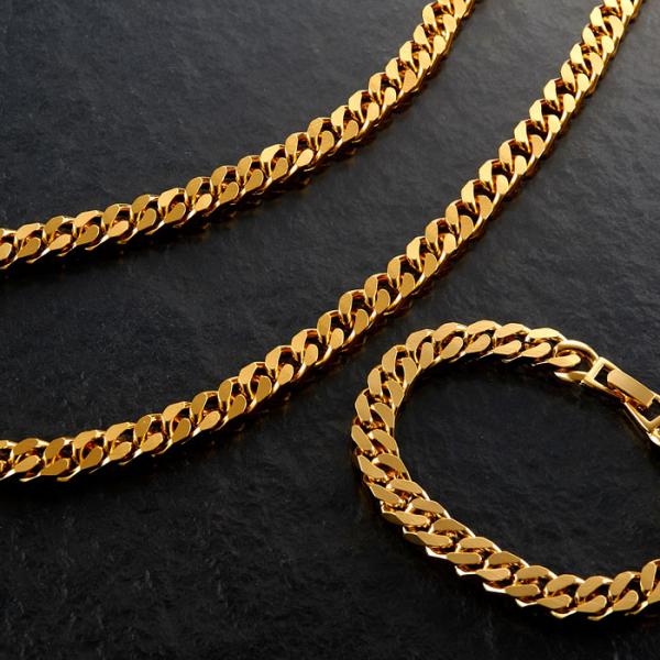 喜平 メンズ 男性 ネックレス ブレスレット セット チェーン ゴールド 50cm 40代 50代 60代 ギフト プレゼント 父の日 敬老の日