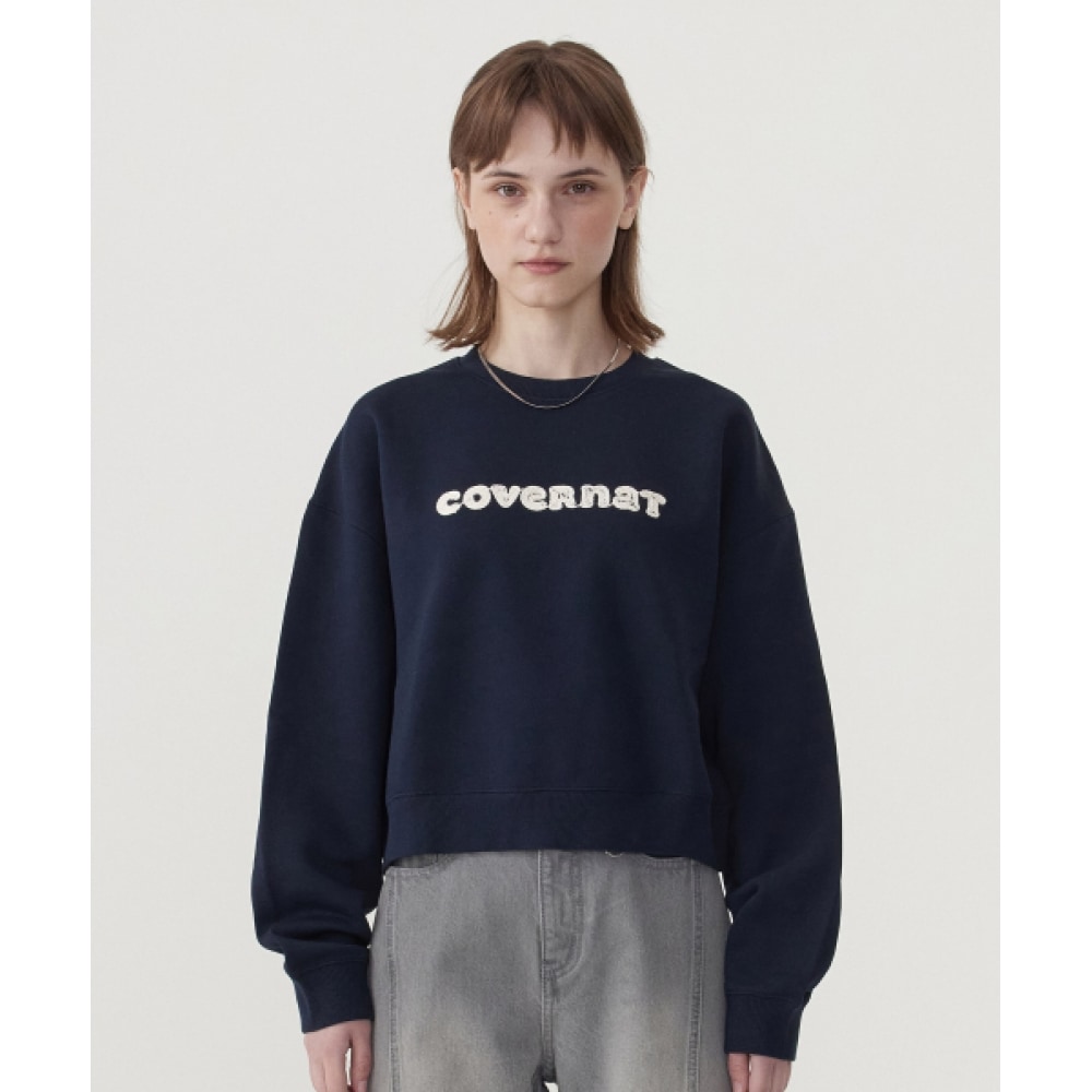 COVERNAT 女性用ロープクーパーロゴスウェットシャツネイビー
