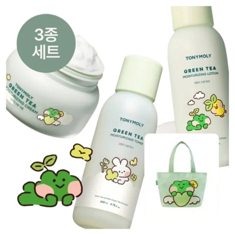 [新作](+エコバッグ贈呈)グリーンティー 水分ケア3種セット(水分クリーム 100ml+トナー 200ml+ローション 200ml) #LINE RFIENDS minini