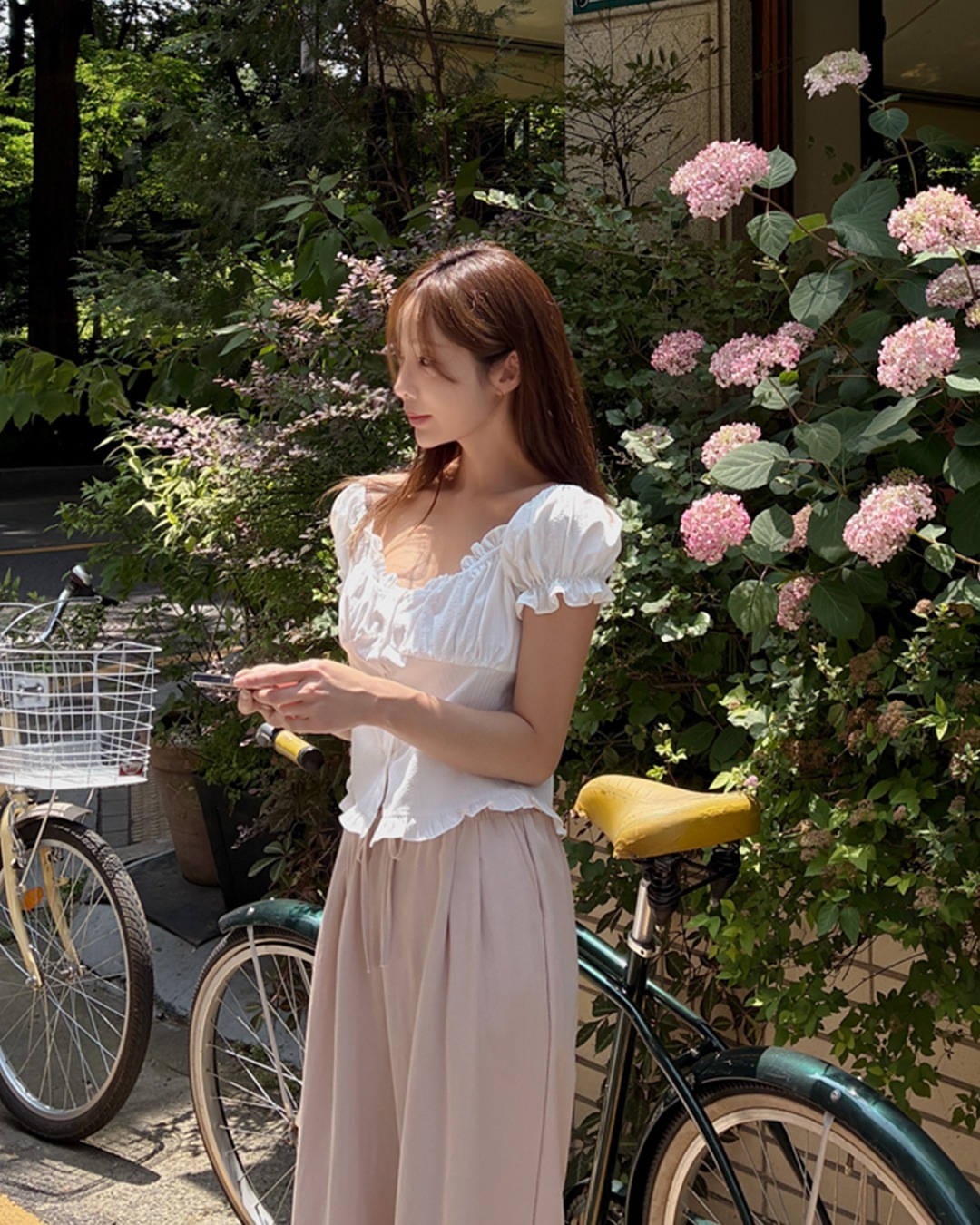 チーズフリルブラウス韓国ファッション レディース