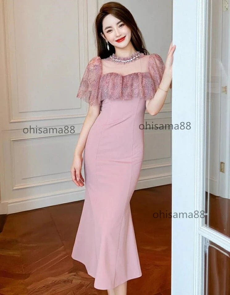 高品質 お呼ばれワンピース 夏服 お嬢様 着痩せ ドレス レディースワンピース セクシー 可愛い パーティードレス タイトワンピース 通勤 OL 韓国風 きれいめ 上品 ワンピース 膝丈ワンピース ロ