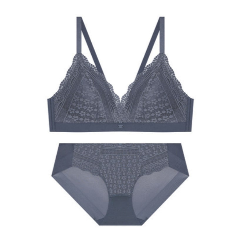 コンフォート バンド レース ブラレット パンツ セット - ブルーグレー S 95