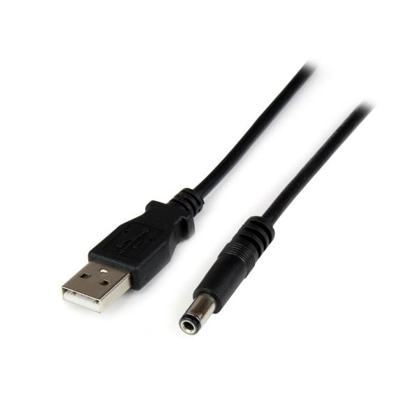 （まとめ）StarTech.com USB-5VDC電源供給ケーブル 1m DCプラグ（外形5.5mm/内径2.5mm） ブラック USB2TYPEN1M 1本 5セット