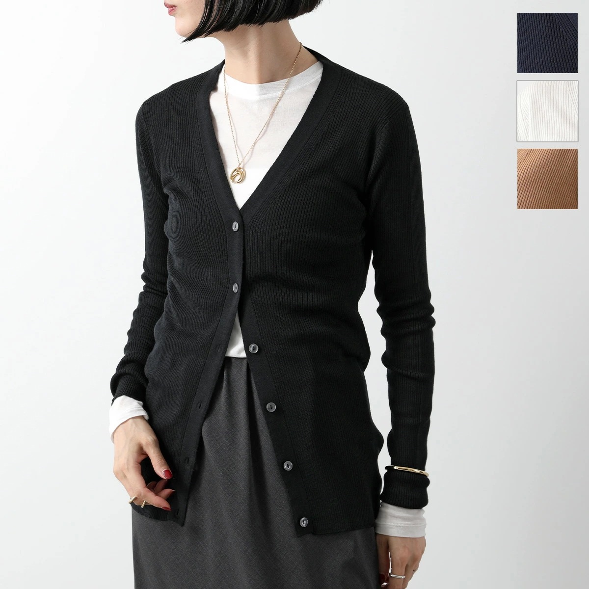 JOHN SMEDLEY ジョンスメドレー ニット カーディガン TAWNEY タウニー レディース メリノウール リブ Vネック ボタンダウン カラー4色
