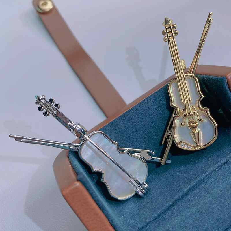 DIY アクセサリー ブローチ パールなし 空ホルダー 半完成品 レディース 螺鈿 バイオリン 楽器 厚手 金メッキ キュービックジルコニア パール ホルダー メンズ レディース カップル