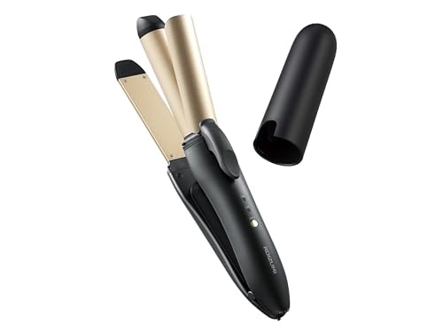 コイズミ カール&ストレート 2WAY ヘアアイロン 25mm コードレス 海外対応 USB充電式 ブラック KHR-7440/K