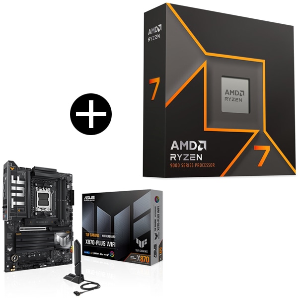 Ryzen 7 9700X W/O Cooler WOF (8C/16T3.8GHz65W) CPU + ASUS TUF-GAMING X870-PLUS WIFI マザーボード