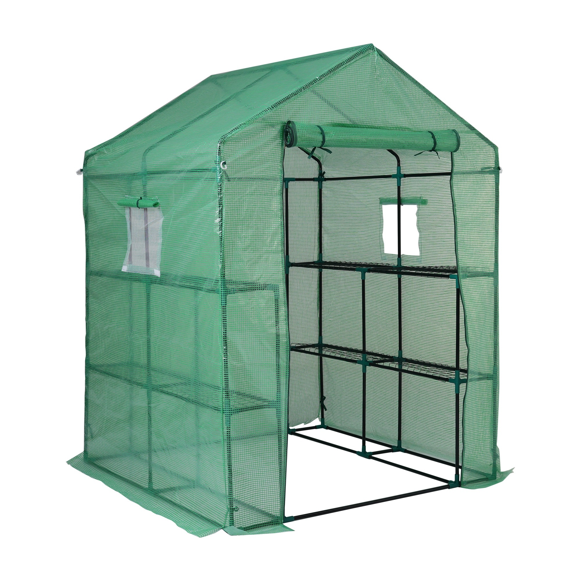 1902ビニール温室 大型 2枚カバー付き143*142*196CM 温室 左右2段 ベランダ 家庭用 ビニールハウス 家庭菜園 ガーデンハウス フラワーハウス ラック ビニール カバー 組立式