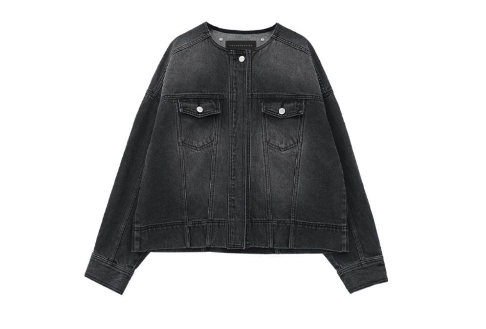 【TREEMINGBIRD】 ONE BUTTON DENIM SET-UP JACKET : BLACK