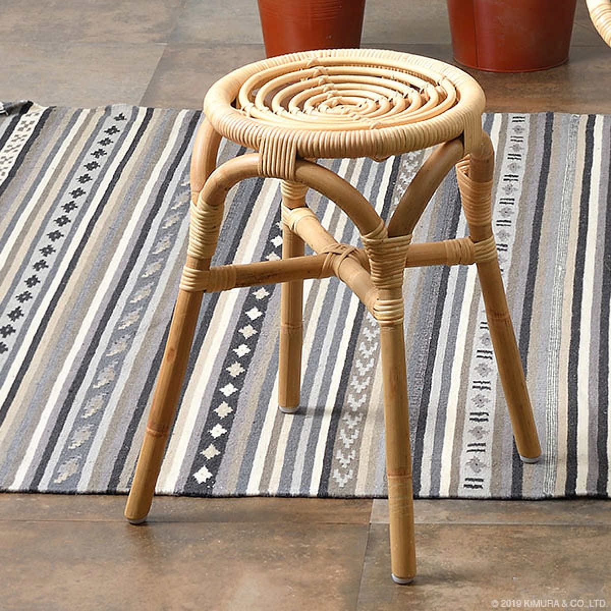籐 ラタンスツール 渦巻座面 Breeze 座面高45cm ラタン ラタンチェア チェア アジアン エスニック調 チェアー 完成品 椅子 いす イス ガーデンチェア 腰掛 ダイニングチェア