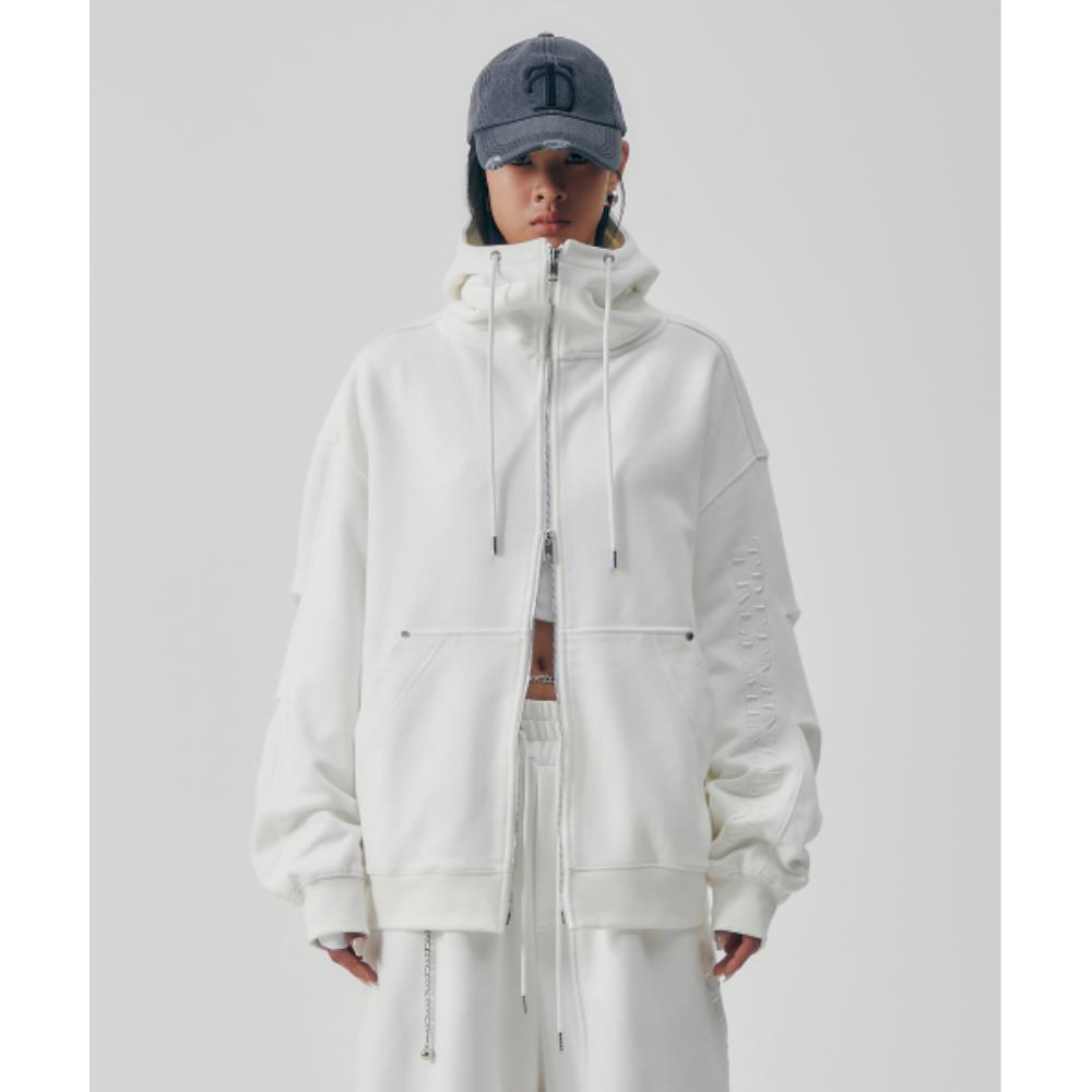 TREEMINGBIRD DoubleTucked Setup Hoodie Zipup White TM2