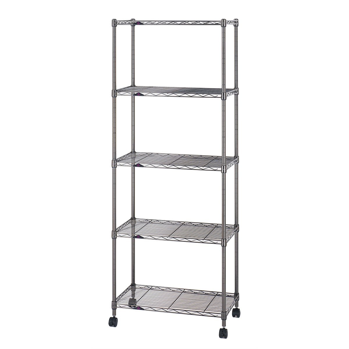 ドウシシャ ルミナス ブラック 幅60 5段 スチールラック 収納棚 艶のある黒色 幅59.5×奥行34.5×高さ155cm 全体耐荷重400kg 頑丈 キャスター付き 防錆加工 ポール径19mmパー