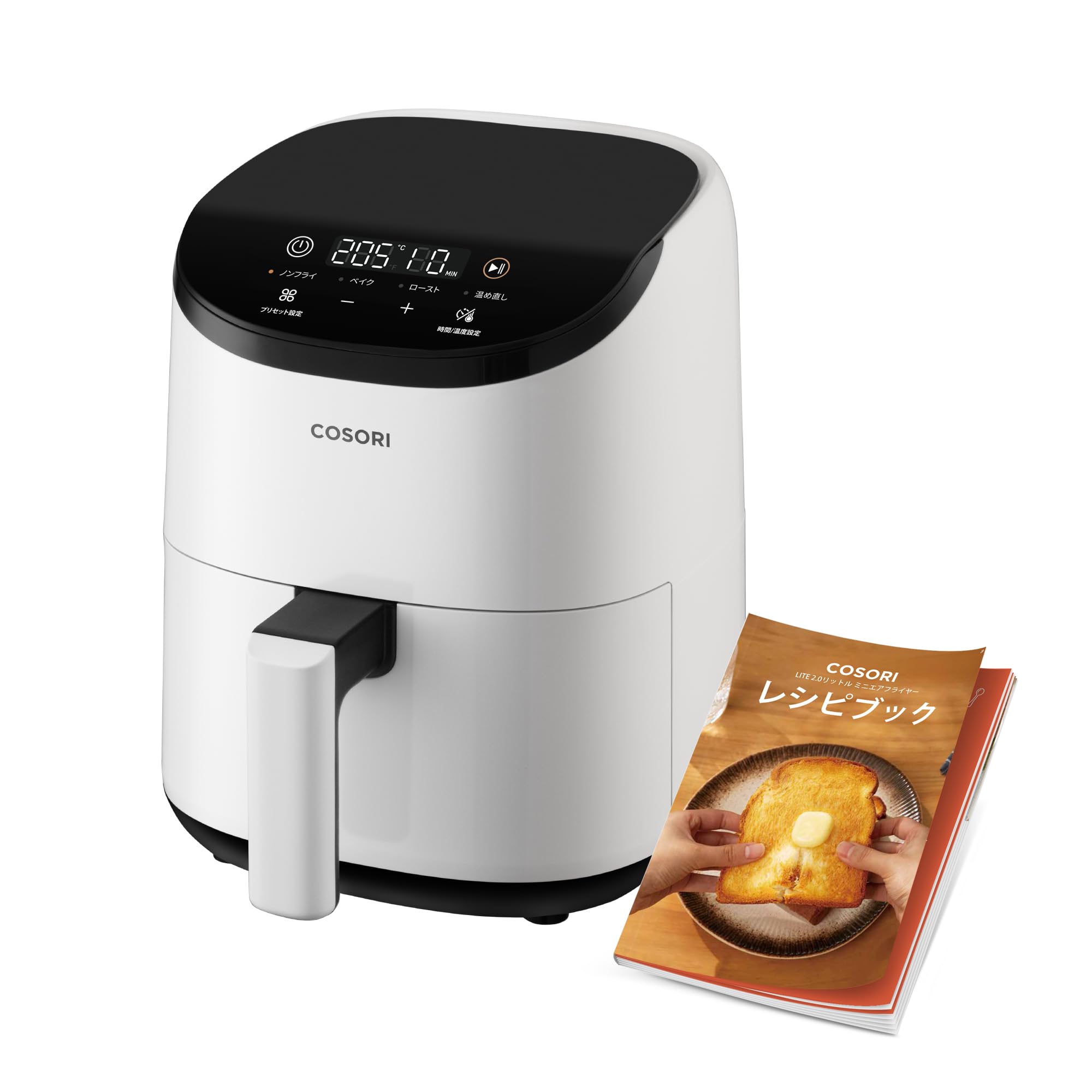 COSORI コソリ ノンフライヤー 2L 一人用 エアフライヤー オイル97%カット 省エネ ミニ 卓上 電気 フライヤー 揚げ物 専用レシピ付き PSE認証済み ホワイト CAF-LI211-W