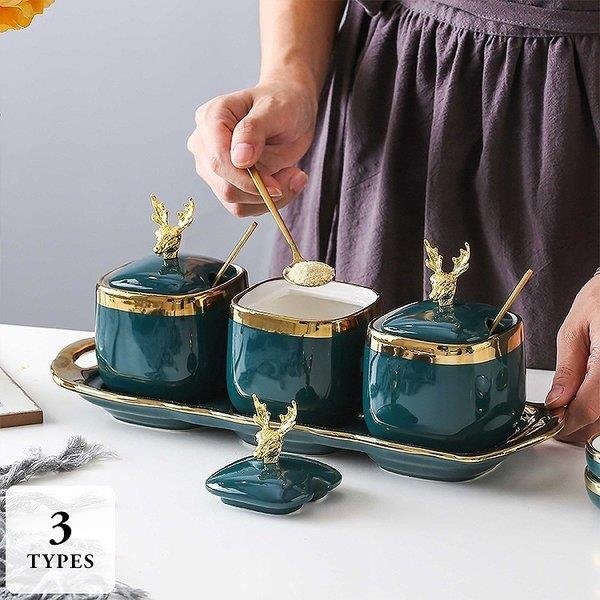 調味料入れ キッチン整理用品 トレー セット 鹿 食卓 エレガント 高級感 高貴 結婚祝い 引越し祝