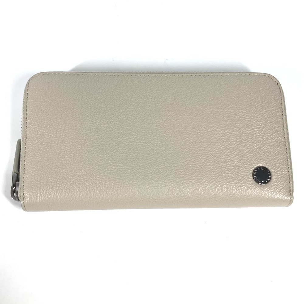 長財布 ブルガリブルガリ ロゴ ロングウォレット ラウンドファスナー レザー アイボリー系