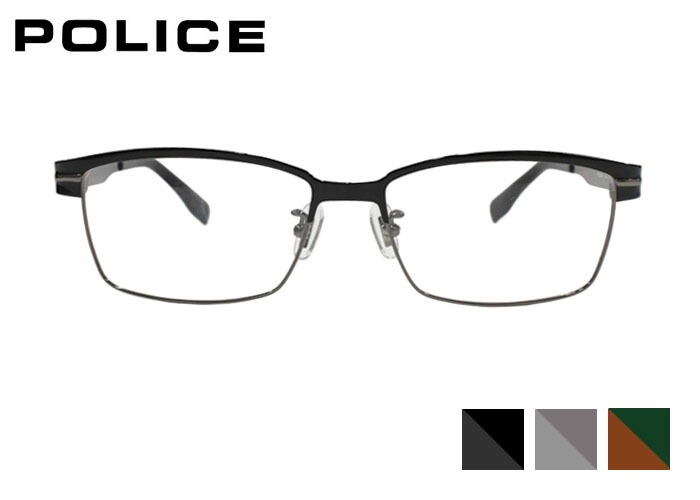 ポリス POLICE vplu98j フルリム スクエア チタン メンズ レディース めがね メガネ 眼鏡 55サイズ