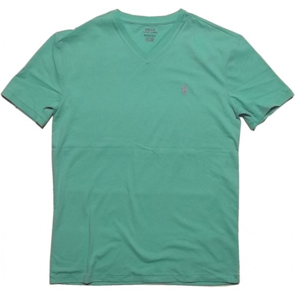半袖 Vネック ワンポイント Tシャツ グリーン系 PR2-888