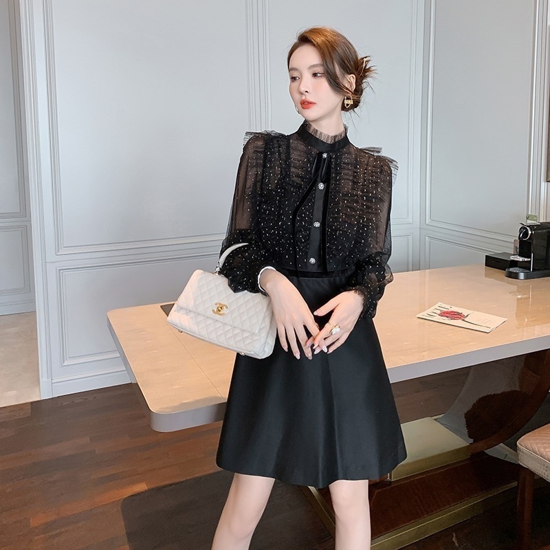【Fellow 20％割】【JY.上品】 秋 チュールワンピース 小柄 蝶結び Aライン パーティードレス 着痩せ 大人 お呼ばれ 同窓会 披露宴 卒業式 結婚式 ウェディング 二次会 成人式