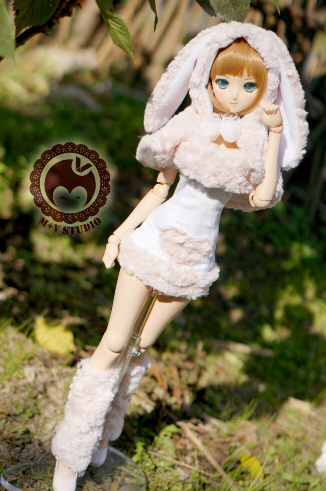 DORABRS ピンク素敵なウサギのスーツアミナール衣装1/3のためのためのdd dyガールbjd人形服CW14