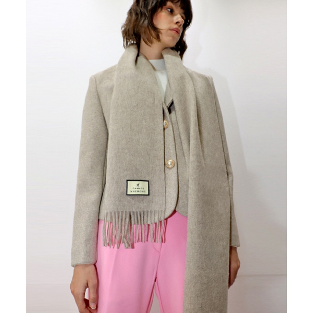 DAMAGE MNEMONIC ウール100 ベージュマフラー_ Wool 100 Beige Muffler