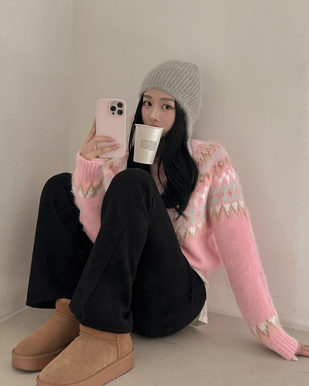 ノルディック柄ニット韓国ファッション レディース