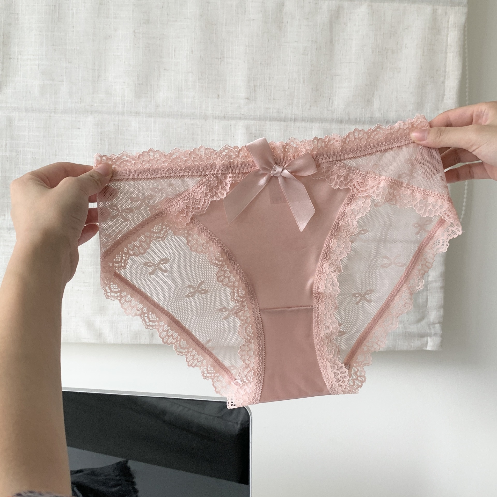 【1点ご購入 で10点プレゼントいたします】乙女パンツ蝶ネクタイ透肉網紗レース泡包みヒップ快適レディース三角パンツ