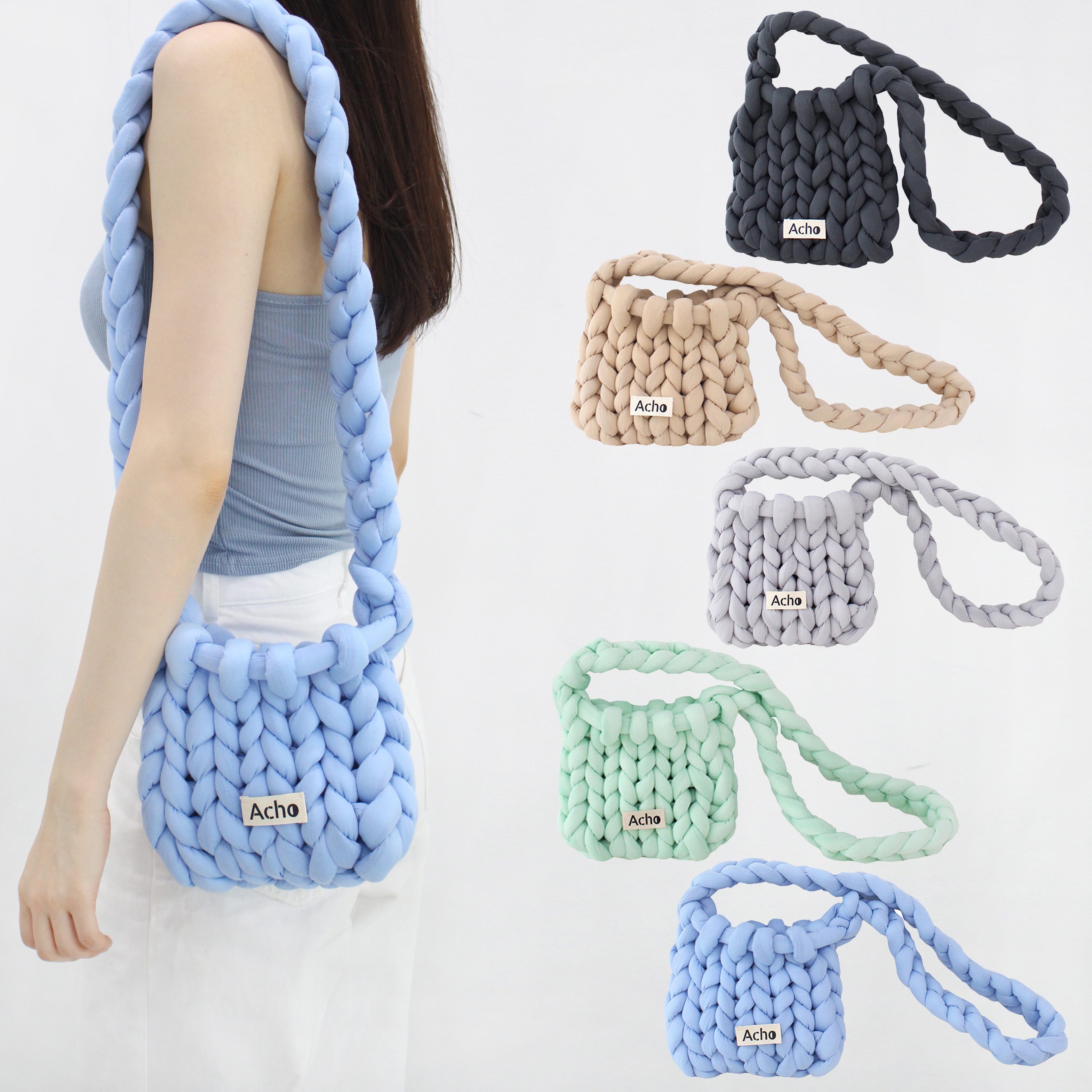 編んだクロスバッグ(5 colors) / Knitted Cross Body Bag
