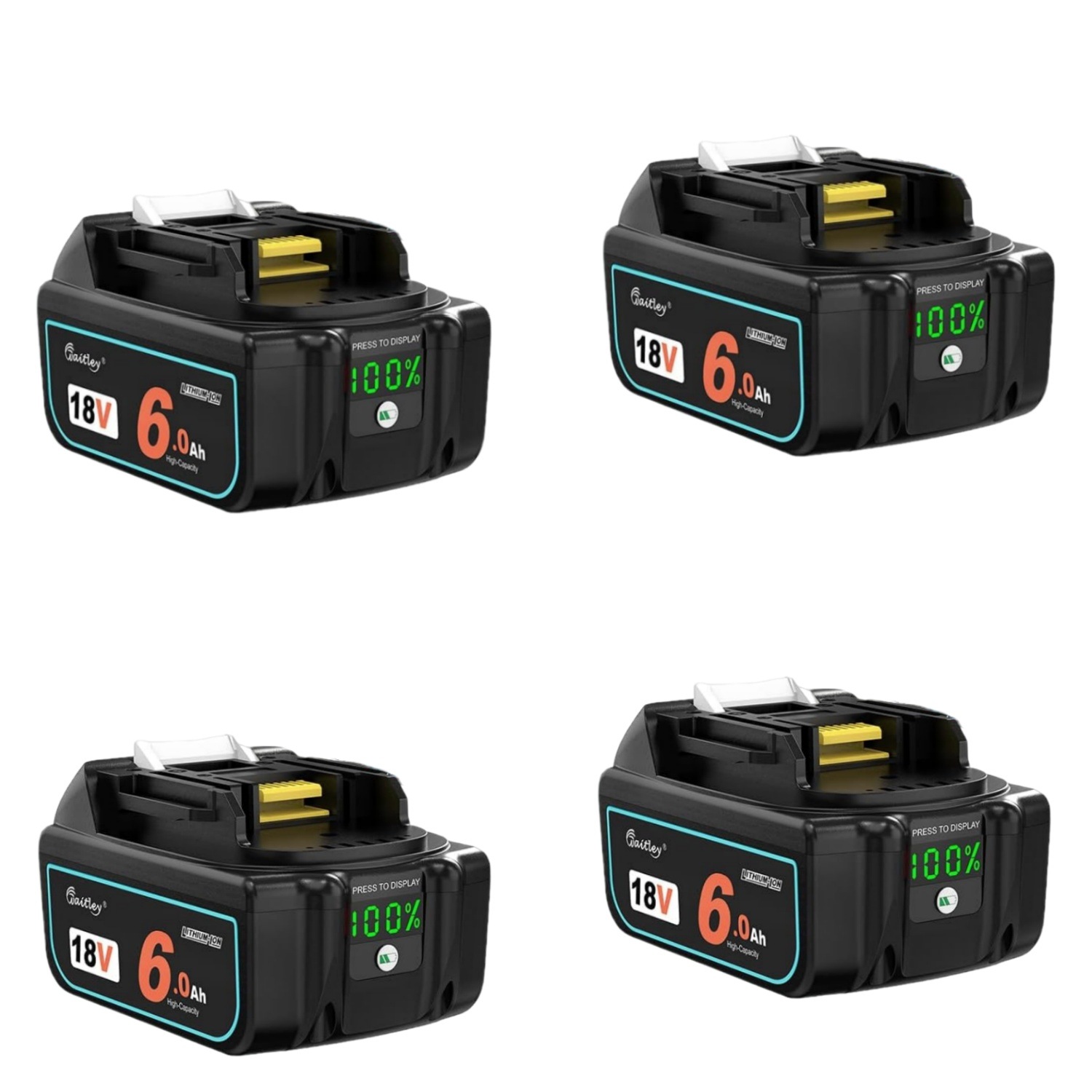 Waitley ウィトレ マキタ 18V 互換 バッテリー BL1860B 6.0Ah リチウムイオン互換電池 電動工具用電池 デジタル残量指示付き 一年保証付き