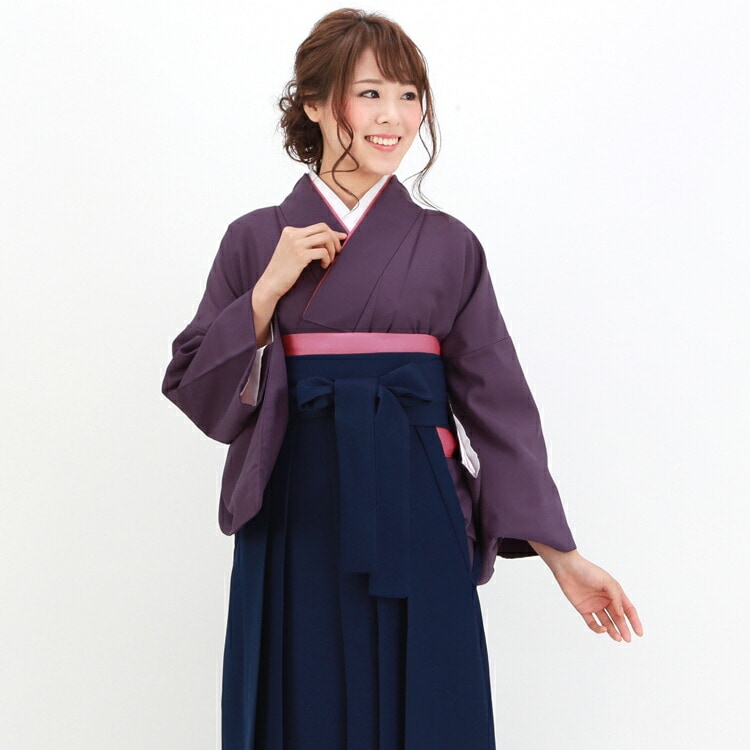 レンタル卒業式 袴 レンタル 女 袴セット 教員 卒業式袴セット着物＆袴 フルセットレンタル 安い 教師 紫の色無地