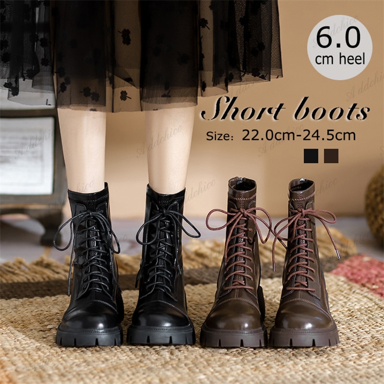 ショートブーツ レディース ブーツ サイドジップ ショートブーツ ブーツ 6cm heel 大きいサイズ 履きやすい 秋冬 疲れない 歩きやすい 長時間 22.0cm-25.0cm 疲れない 歩きやす