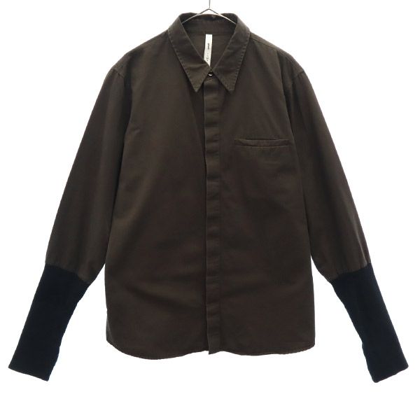 長袖 袖切替 シャツ 3 ブラウン レディース