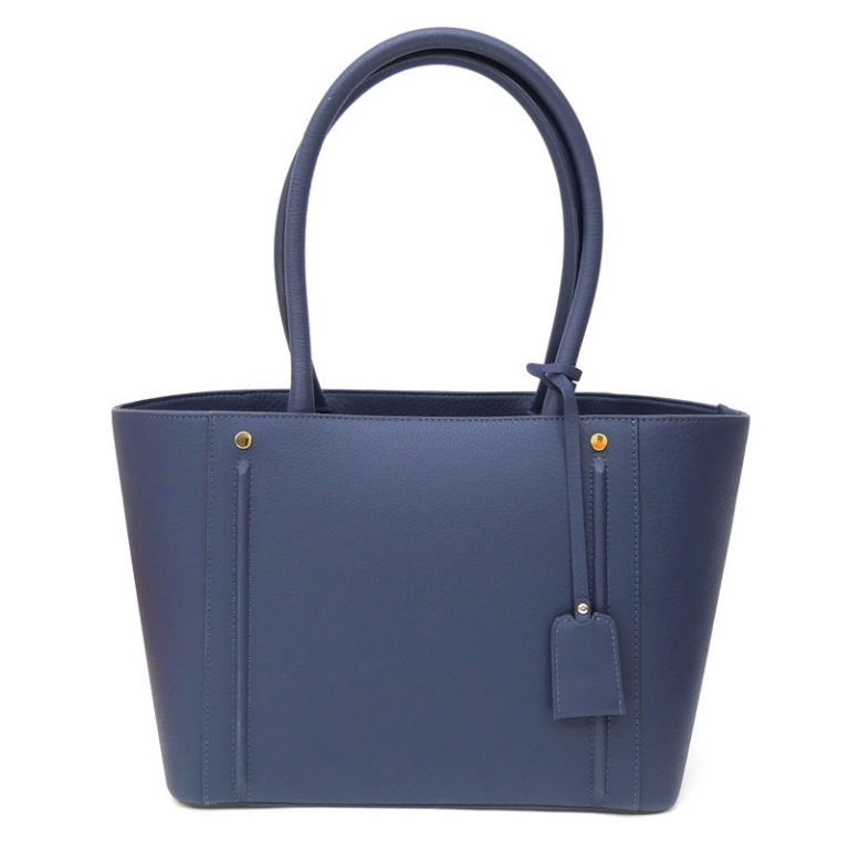 アテニア Attenir トートバッグ ネイビー レザー 【中古】(69373)