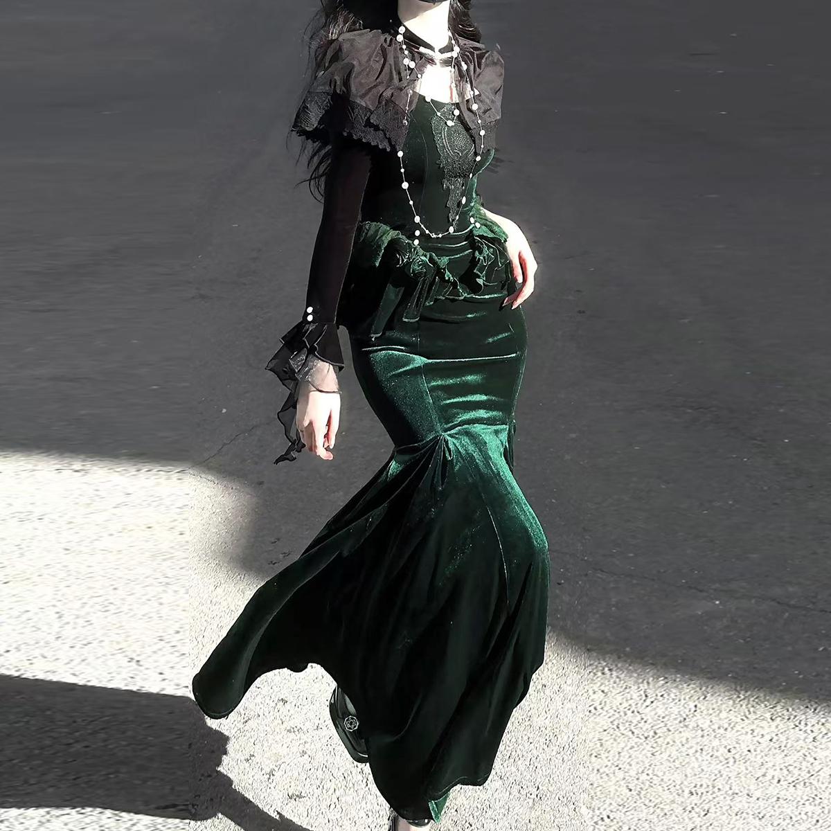 正規品幽暗森林lolitaベルベット魚尾スカートワンピースロリータドレス 8,472円