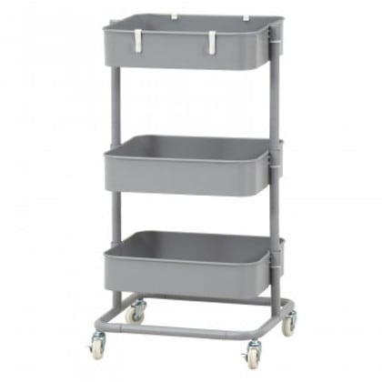 不二貿易 C/D:45067 高さが調整できるワゴン マルシェ グレー MH-0302-3GYキッチンワゴン